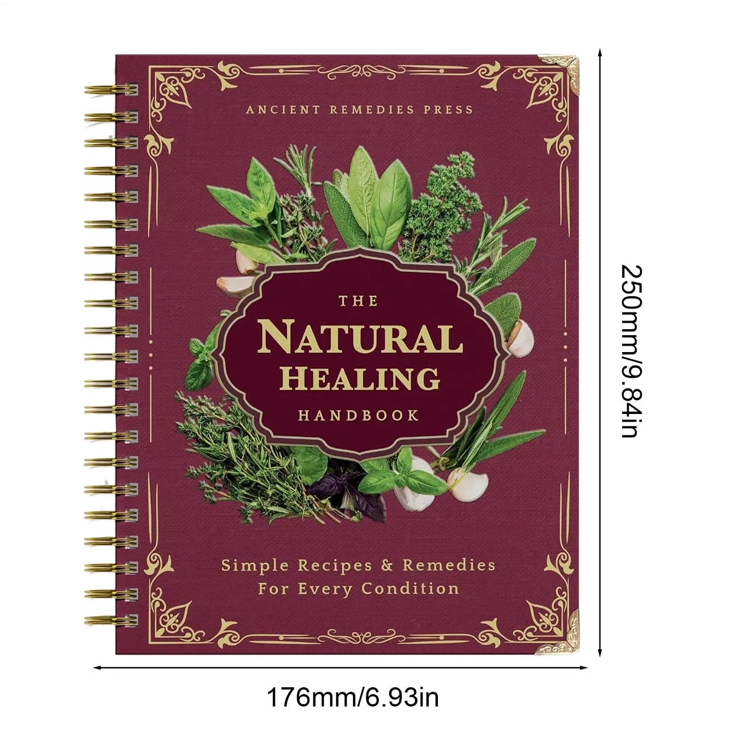 Natural Healing Guide Spiral Bound Herbal Book with Step-by-Step Recipes for Heart Health Blood Pressure and Focus Enhancement