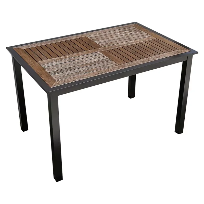 120cm Patio Dining Table Large Rectangular Outdoor Table Waterproof Wood-plastic Outdoor Furniture Garden Dinner Table