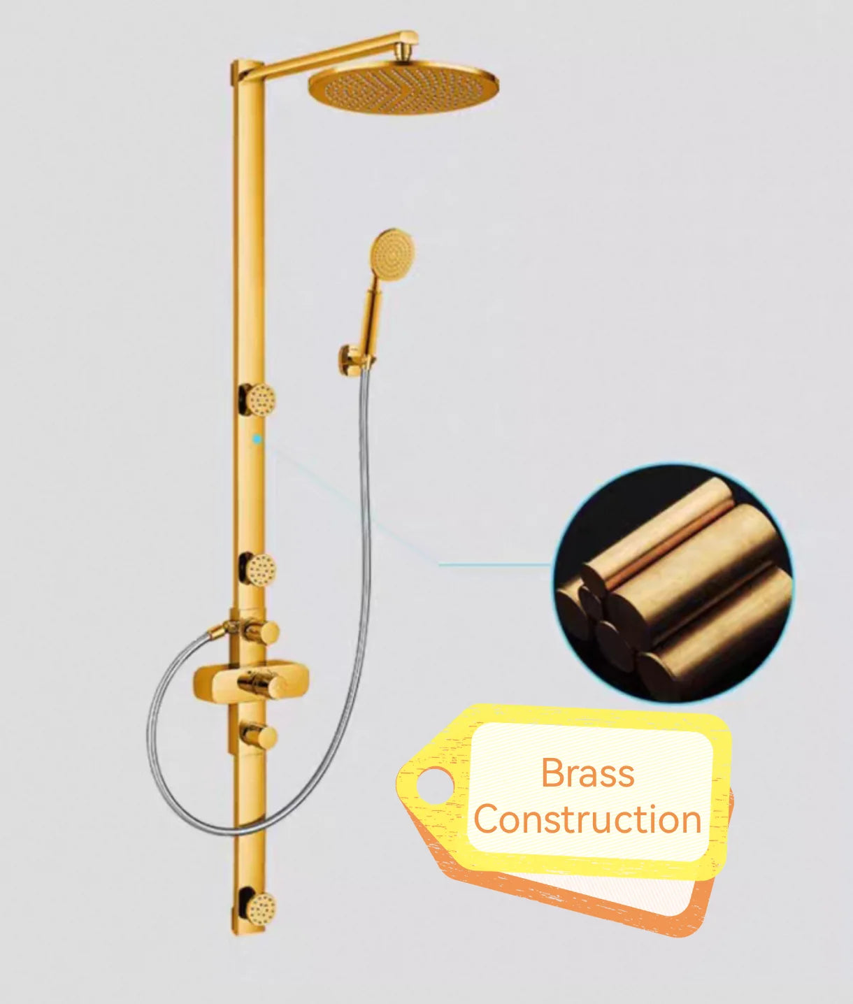 Brass Thermostatic Shower Mixer With 3 Body Jet Sprays And Air Mix Rain Shower Ceramic Valve Core