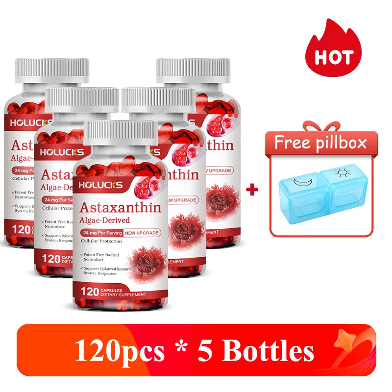 Premium Natural Astaxanthin Supplement, Support Blood Flow, Reduces Oxidative Stress & Healthy Cholesterol, Overall Vitality