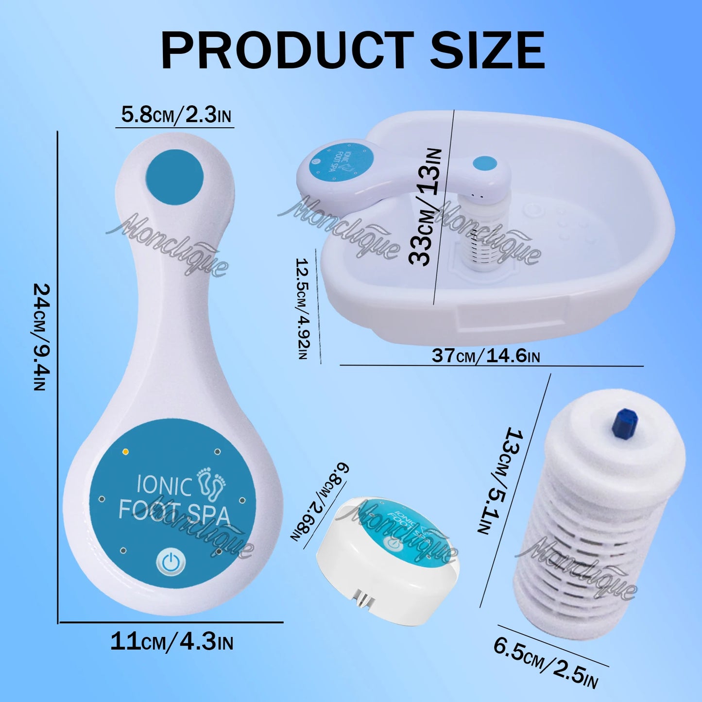 Hydrogen Therapy Foot Spa Massager with Basin Ionic Detox Foot Bath Clean Vibration Care Arrays Revitalizing Whole Body Energy