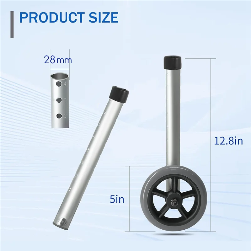 A98E-For Seniors 1 Pair, 5 Inch Replacement Walker Wheel, Walker Wheels, And Walker Feet For Walkers