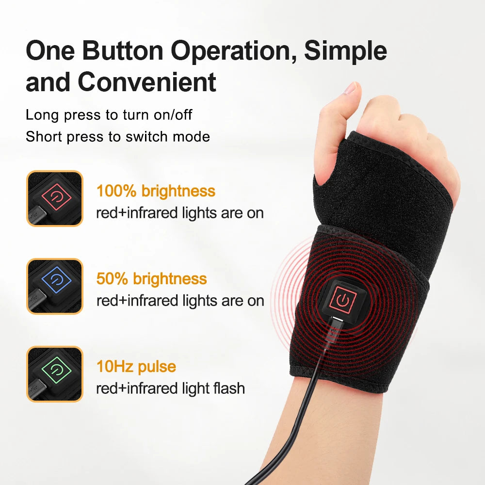 Red Light Therapy Sports Wrist Wraps 660nm 850nm 48 lamp Infrared Belt Support Brace Wrist Protector Promote Blood Circulation
