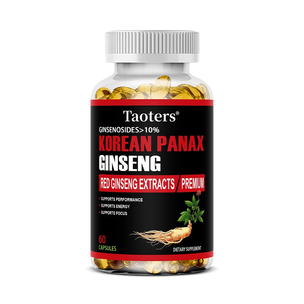 Korean Red Ginseng Supplement - Boosts Energy, Strength, Vitality, Performance and Focus, Improves Blood Circulation