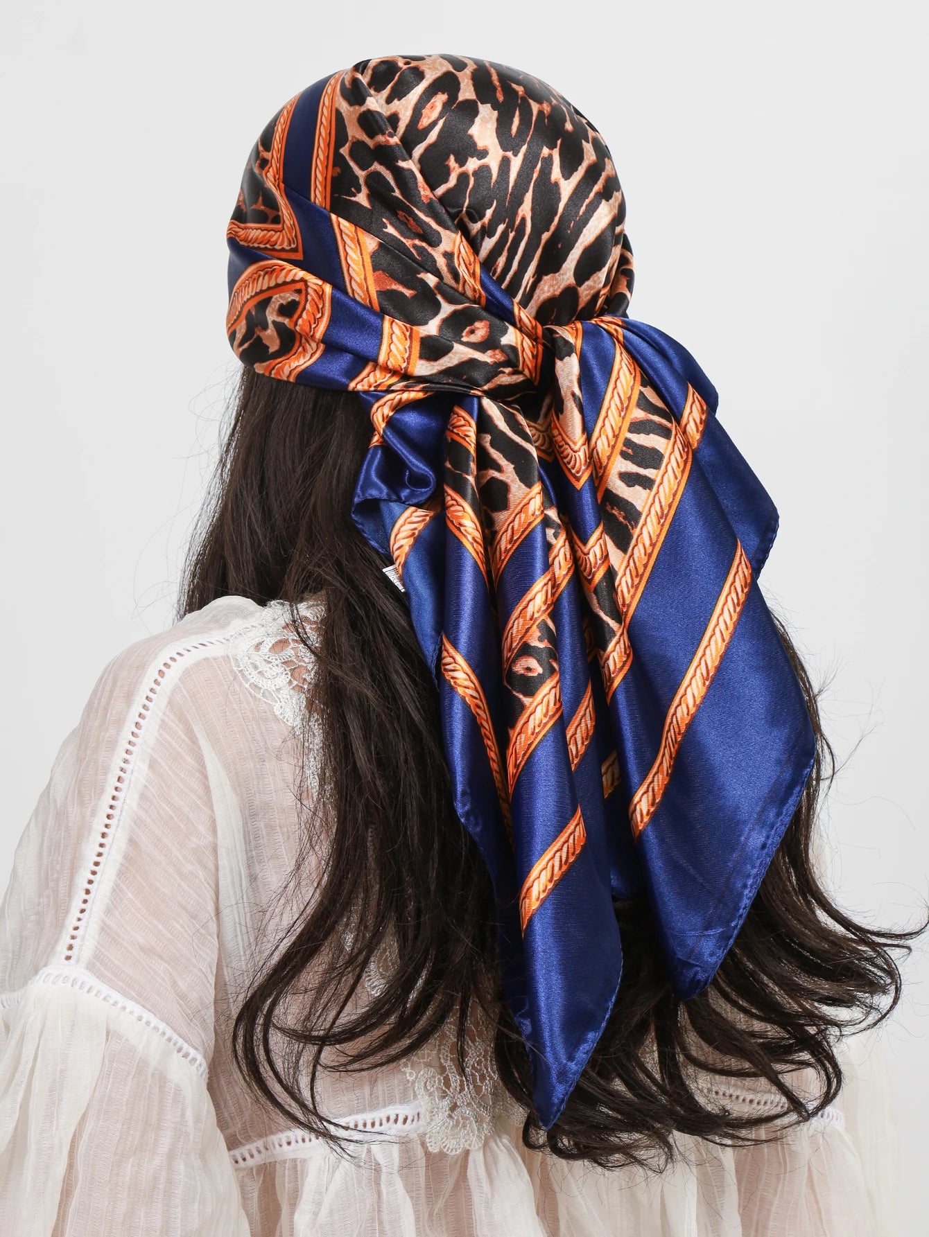 Head Scarf Women Luxury Brand Square 90*90cm Silk Foulard Satin Bandana Soft Neckerchief Hijab Hair Scarves For Ladies