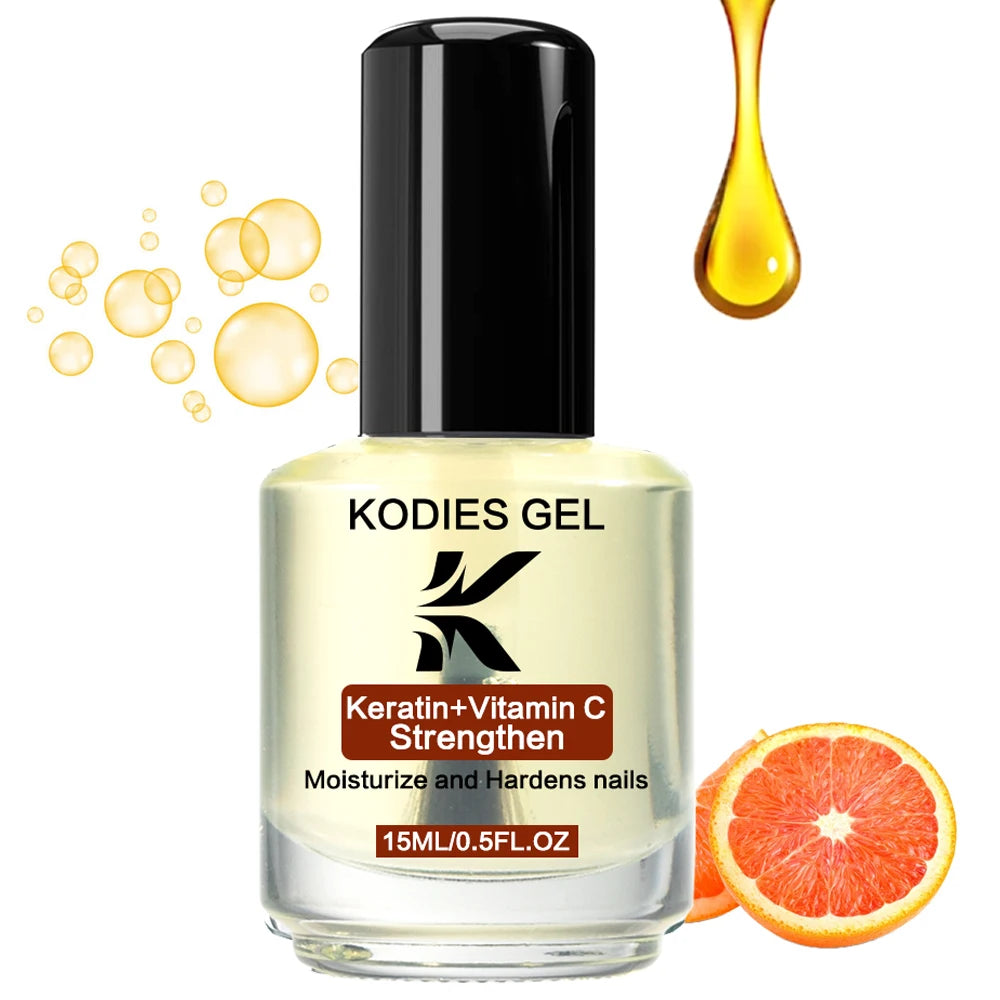 KODIES GEL Keratin Nail Strengthener 15ML Vitamin C Hydrating Nail Hardener Cuticle Oil Conditioner Nails Growth Care Products