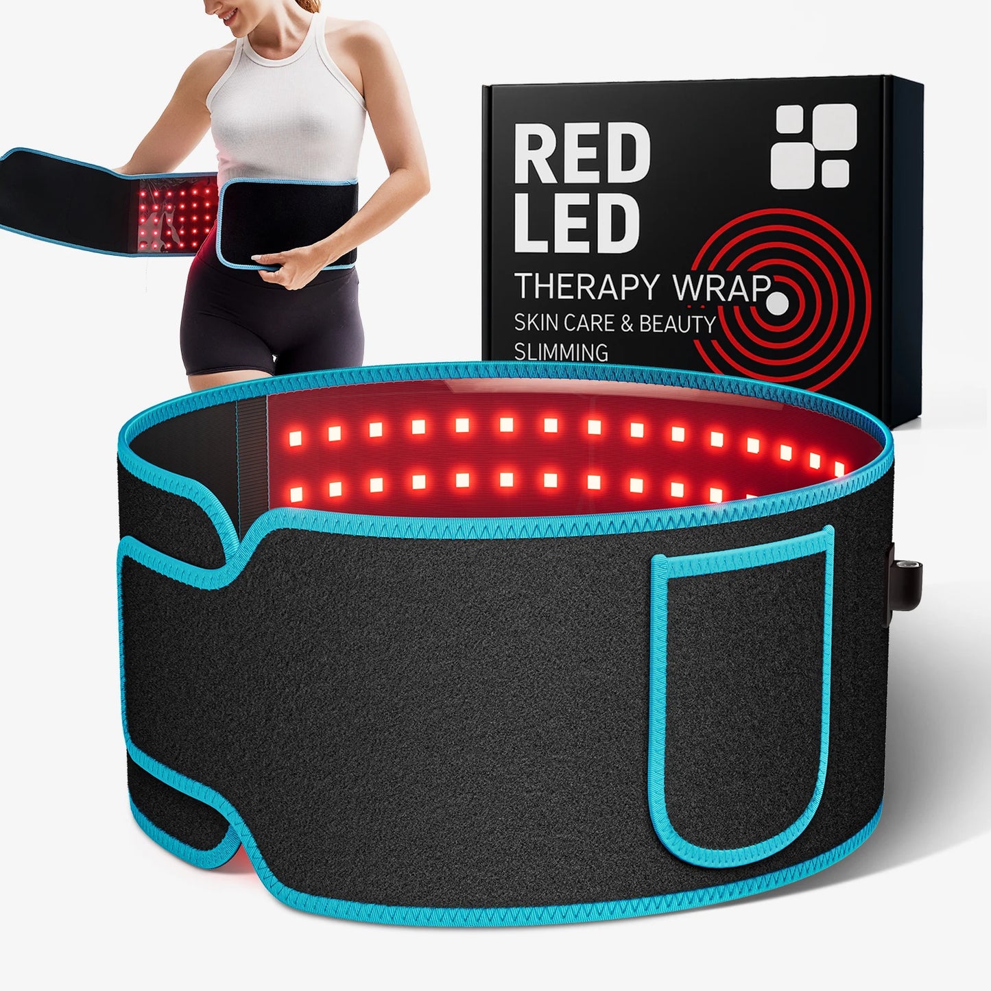 Red Light Therapy 850nm 660nm Red &Infrared LED Light Therapy Belt Back Pain Relief Wrap Full Body Belt Back Waist Heating