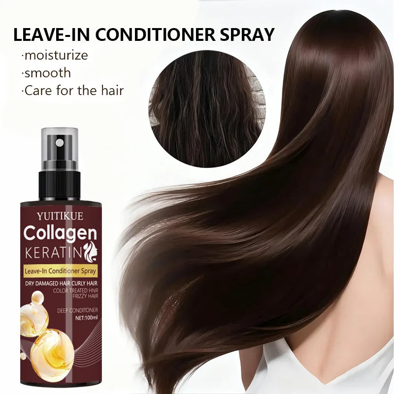 Collagen and Keratin Hair Spray Nourishes Hair Roots, Scalp Massage, Repairs Hair, Oil-Control Hair Care Solution