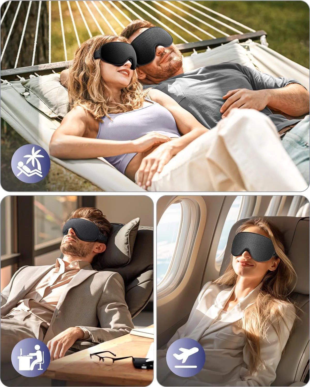 Sleep Mask ,Blackout Eye Masks for Sleep - 3D Breathable Soft Comfortable Eye Mask for Sleeping- Adjustable Night Masks