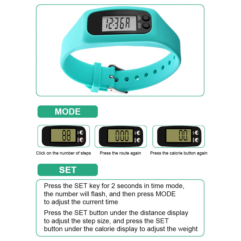 LED Pedometer Bracelet Wrist Calorie Counter