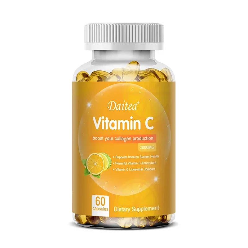 Vitamin C Capsules 2000 mg Rich In Antioxidant Helps Skin & nail and Hair Health Immune System & Collagen Supplement