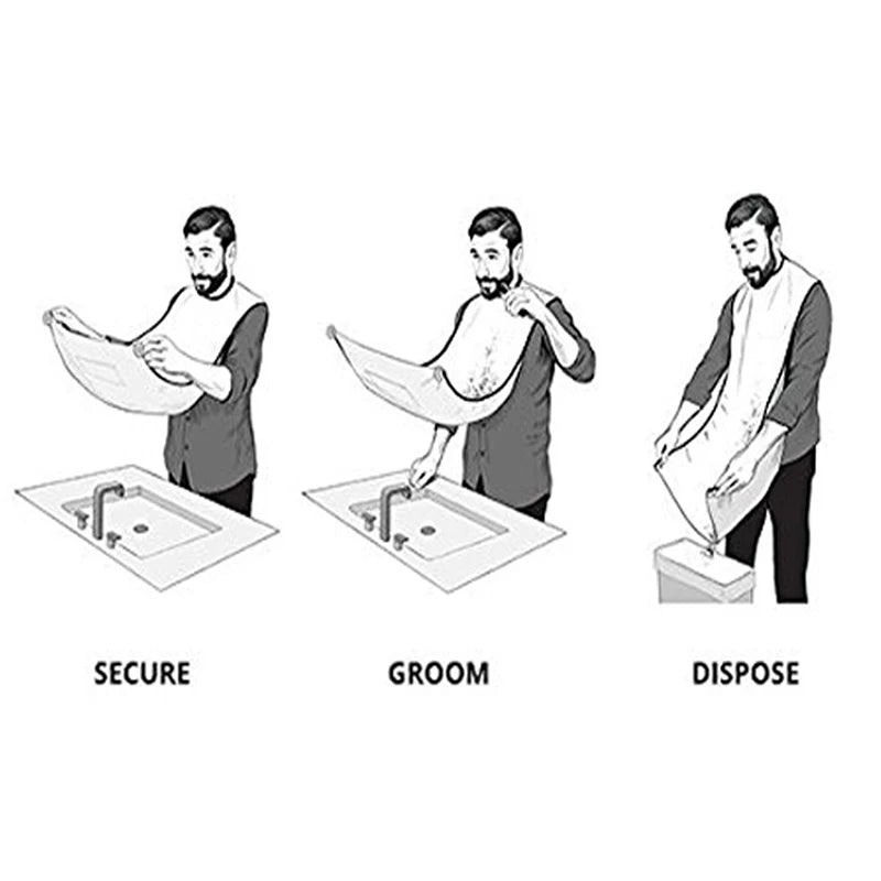 White Male Beard Care Shave Bib Men Haircut Facial Hair Trimmer Apron Waterproof Cloth Cleaning Protecter Bathroom Accessories
