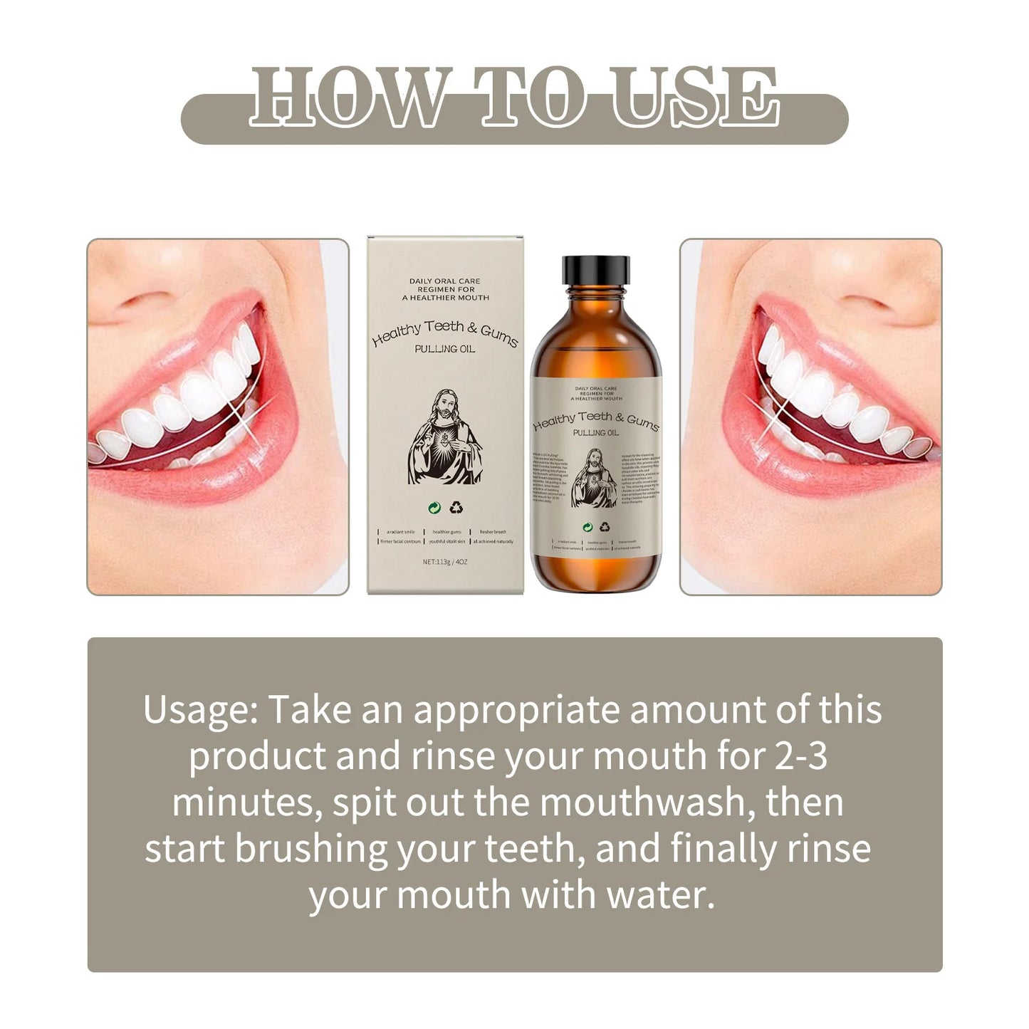 Coconut Pulling Oil Mouthwash Fresh Oral Breath Natural Essential Oils Odor Removal Whiten Tool Mouth Care Prevent Tooth Decay