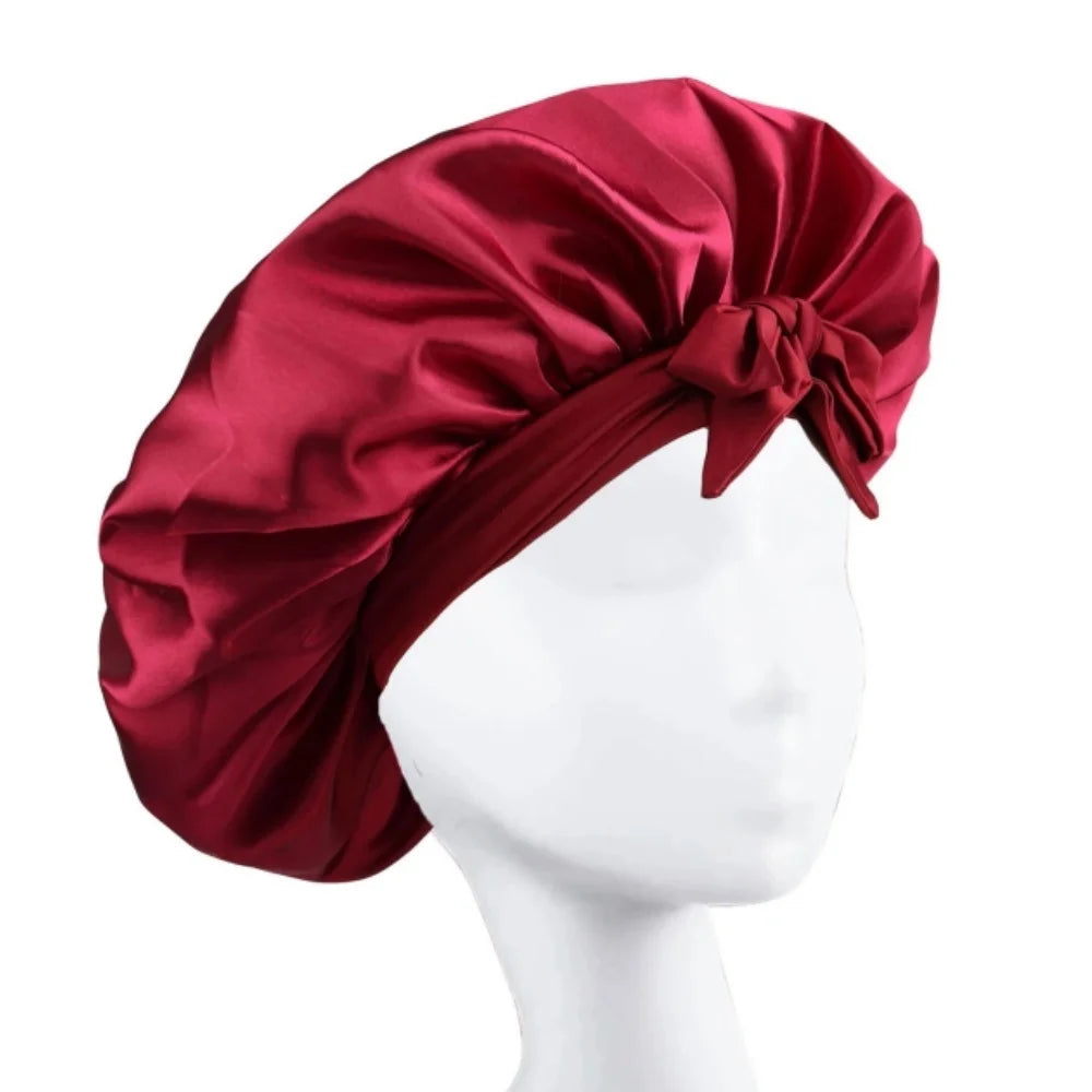 Satin Silk Hair Bonnet | Adjustable Tie Band | Sleep Bonnet for Women Men | Unisex Protective Headwear