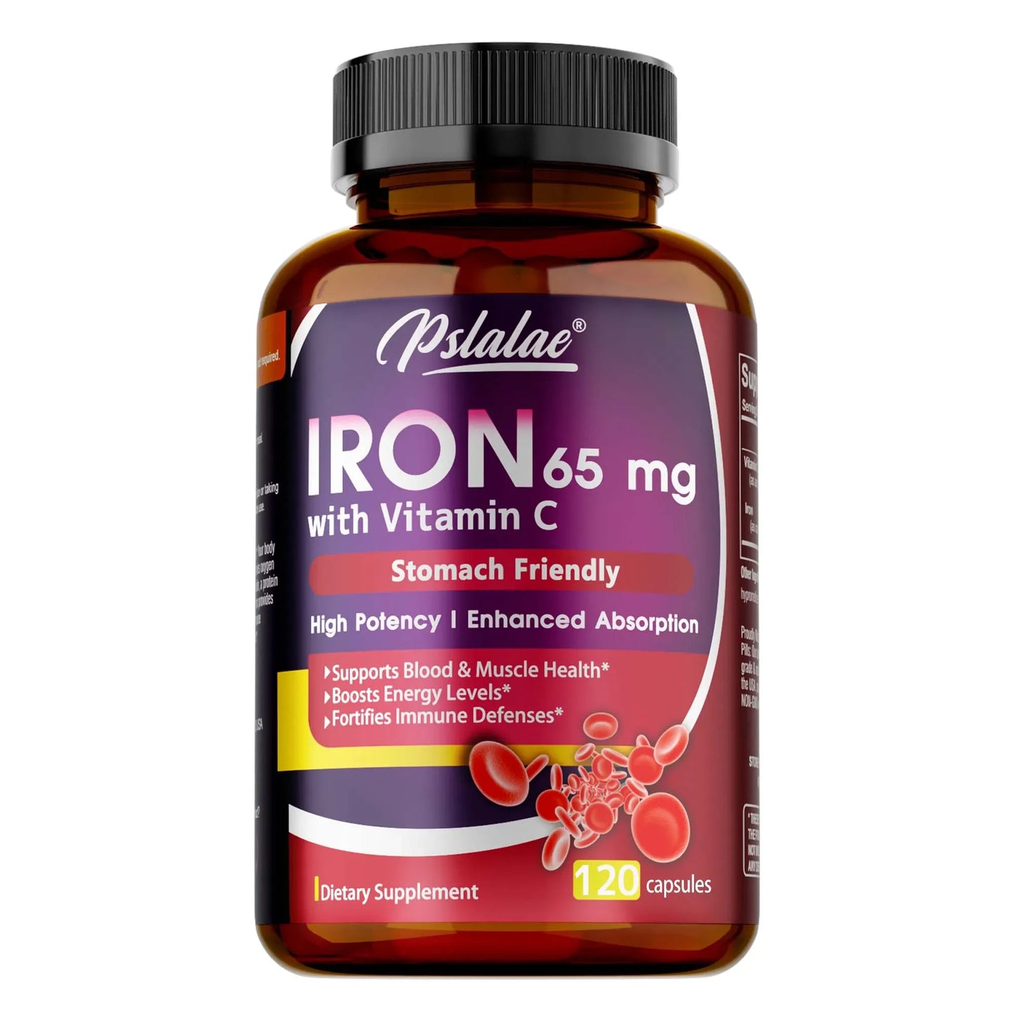 Iron Supplement 65 mg with Vitamin C - Maximized Absorption, Increase Energy, and Improve Immune Function