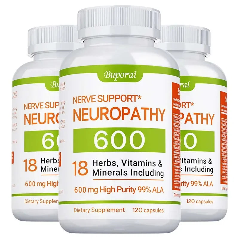 Neuropathy Support Supplement 600mg - Antioxidant, Reduces Stress, Promotes Nerve Health, Cellular Energy, Metabolism,Non-GMO