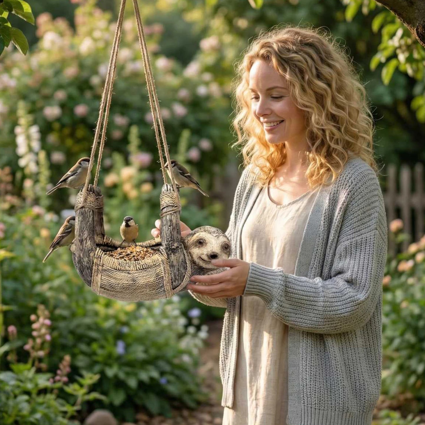 Sloth Bird Feeder Outdoor Hanging Bird Feeder Pendant Decoration Bird Bathtub Garden Courtyard Decoration Current Feeder
