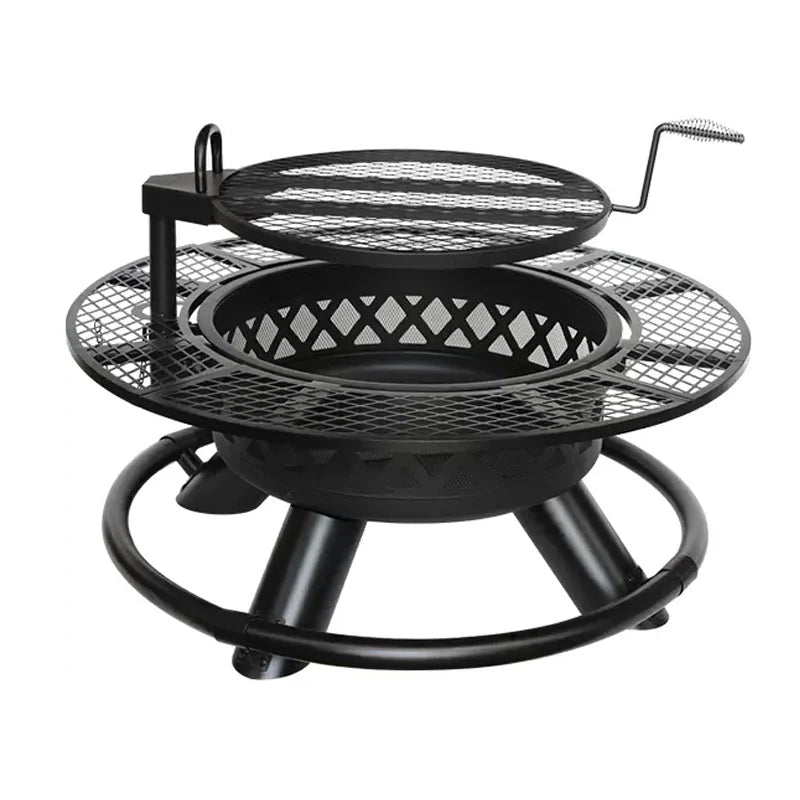 Barbecue TableMultifunction Outdoor Wood-Burning Fire Pit With Removable Cooking Grill For Courtyard Barbecues And Firewood-Burn