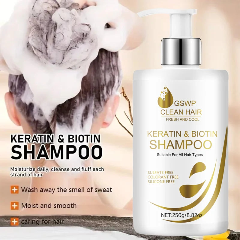 GSWP Large capacity Keratin Biotin Shampoo Conditioner Set: Rich lather, controls frizz, leaves hair smooth and shiny, 250g+250g