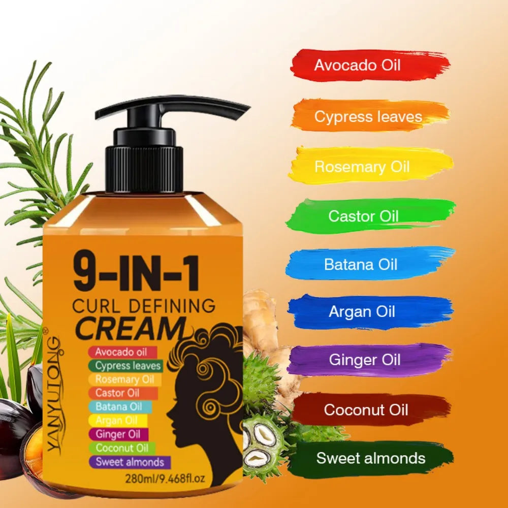 280ml Curly hair Styling cream, moisturizing and smoothing formula, enhances the elasticity and shine of curly hair, easy to set