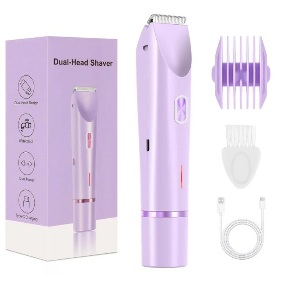 Electric Razors for Women 2in1 Bikini Trimmer Facial Mustache Shavers for Ladies Body Underarms Legs Portable Painless Epilator