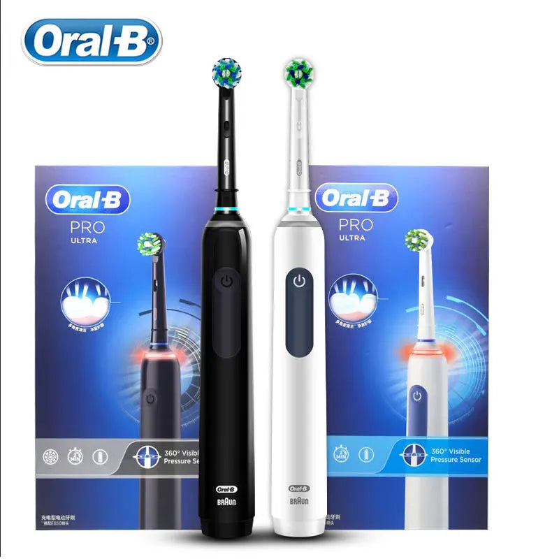 Oral B Pro Ultra Electric Toothbrush 30S Smart Timer Pressure Pro 4 Modes Gum Care Deep Clean Tooth Brushes with 3 Brush Heads