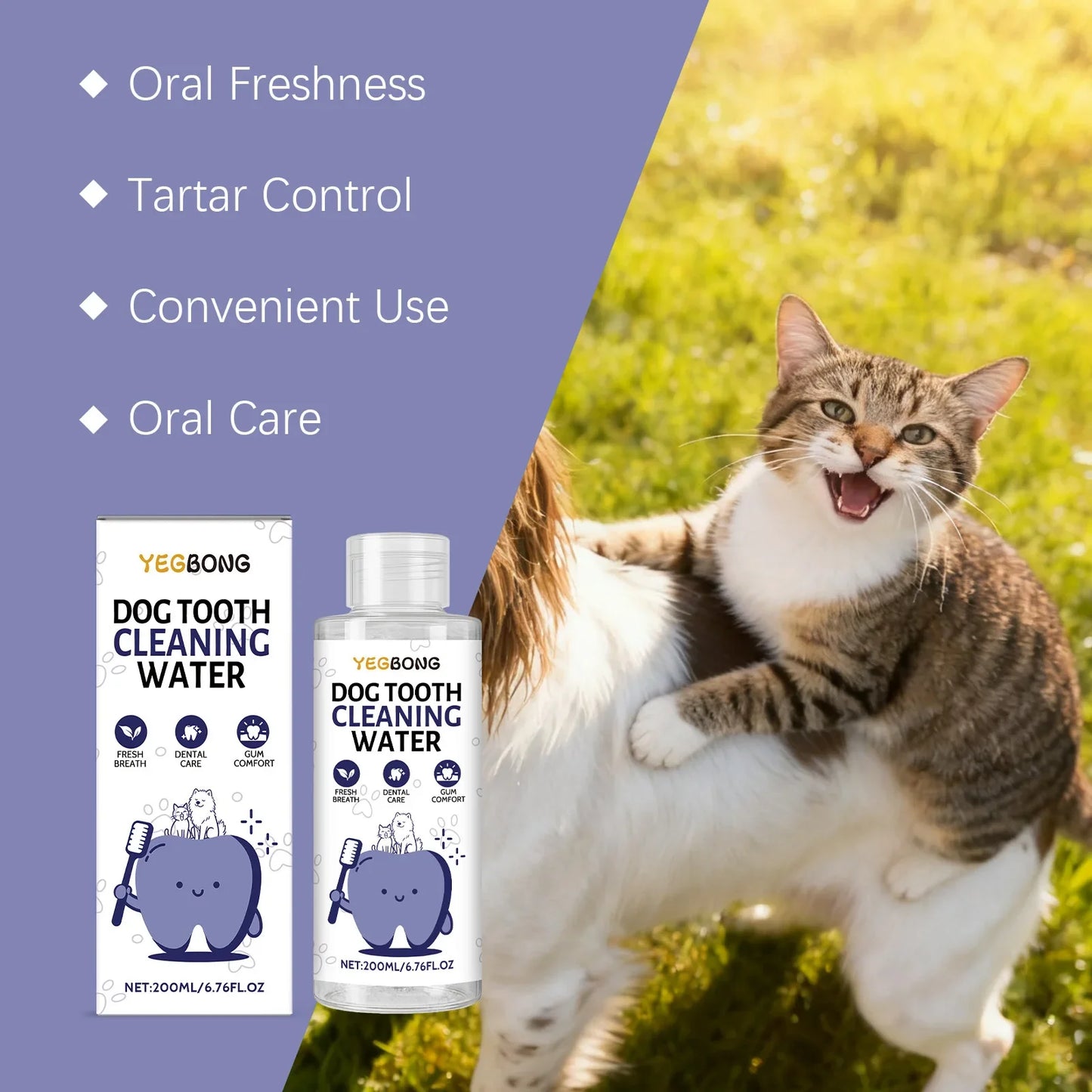 Drinkable Pet Water Additive Dental Care for Dogs Cats Natural Oral Hygiene Freshens Breath Removes Plaque Control Safe Gentle