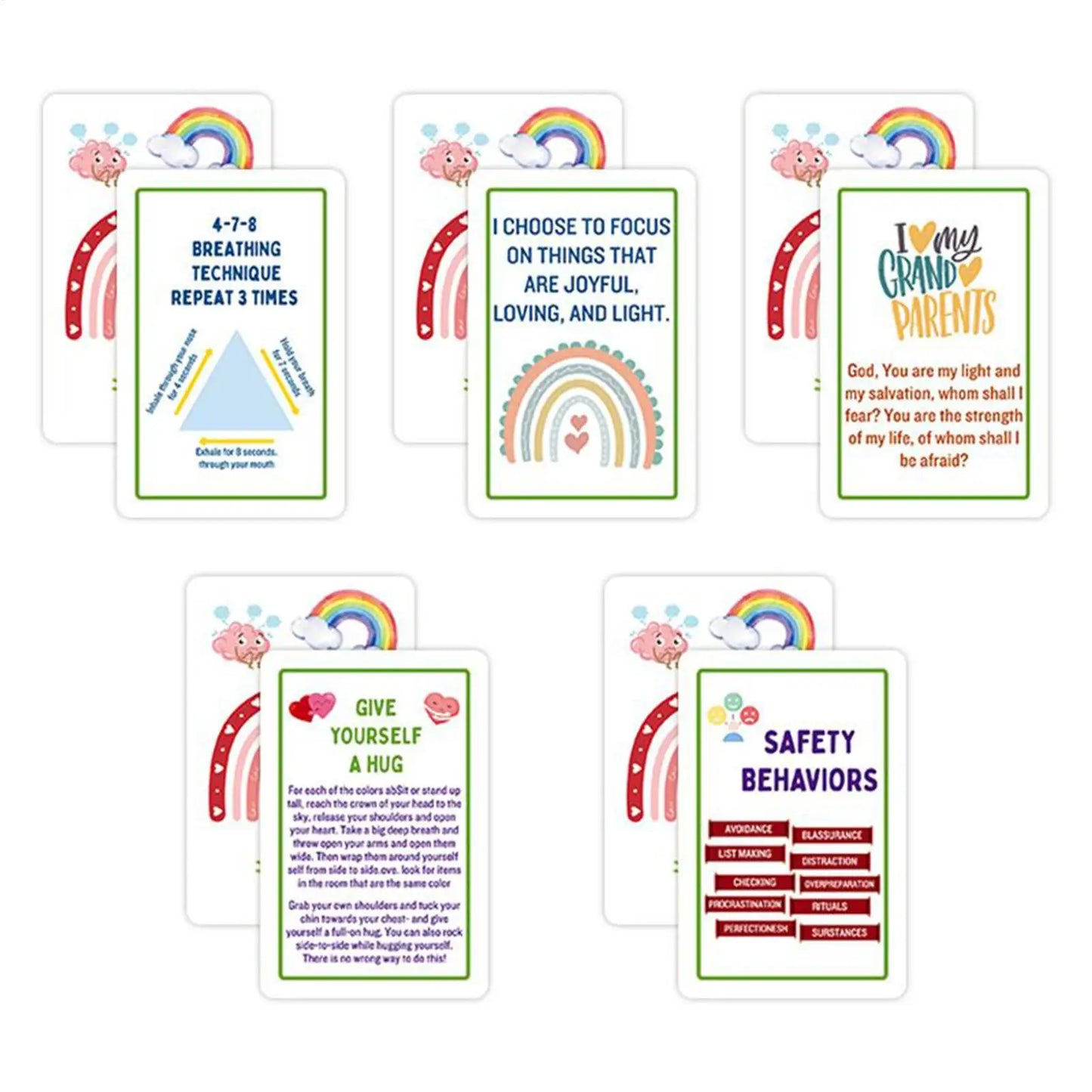 52pcs/set Emotional Intelligence Cards Double-Sided Mental Health Flash Cards Therapy Tools For Anxiety, Mindfulness & Social