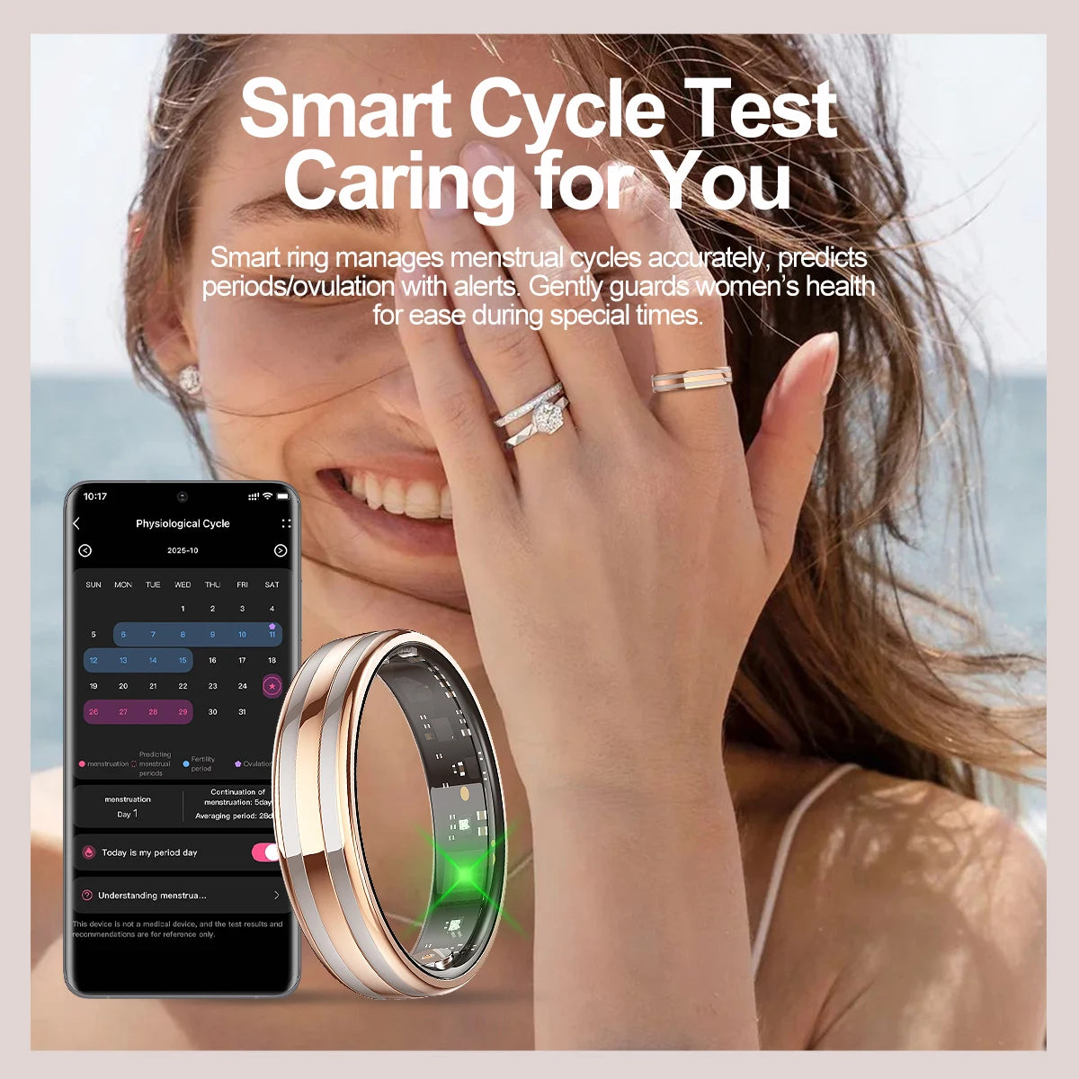 Smart Ring - Fitness Tracker with Sleep Monitor, Pedometer & 20+ Exercise Modes, IP68 Waterproof, USB Rechargeable, Stainless S