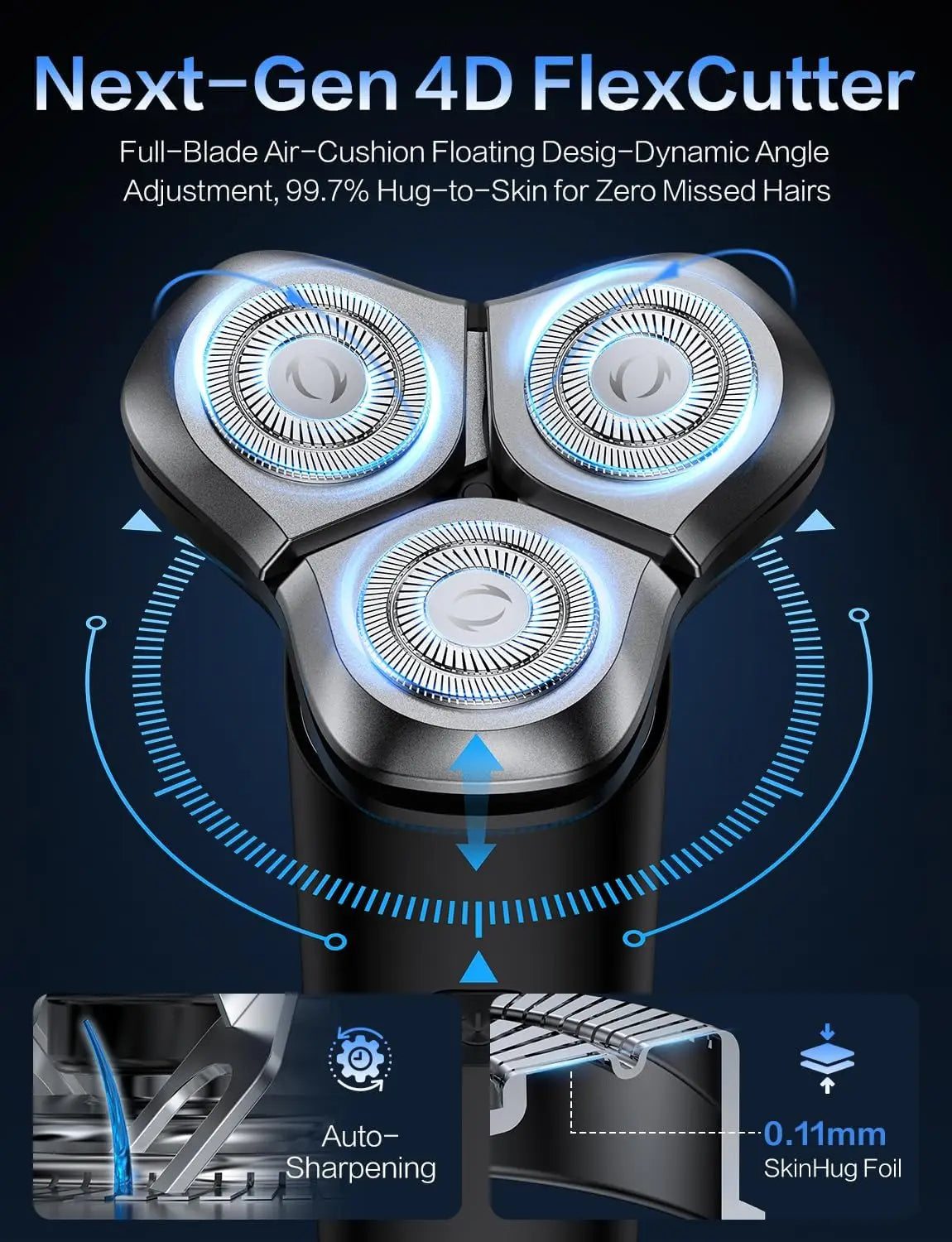 Electric Razor for Men 3 Blade Rotary Shaving Machine Touch Switch Type C Fast Charging Travel Lock Men's Electric Shaver
