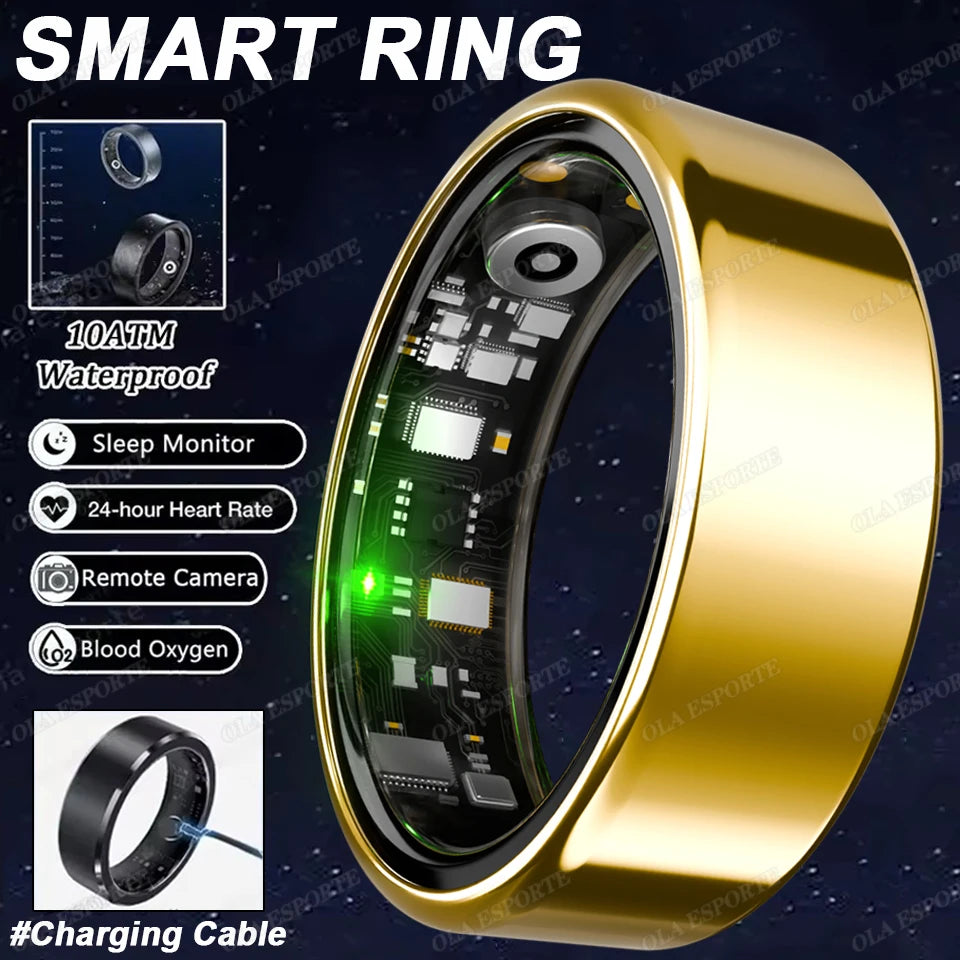 2025 New Smart Ring Blood Oxygen Heart Rate Sleep Monitor Sports GPS Tracking Remote Care 10ATM Waterproof Men Women Smartring