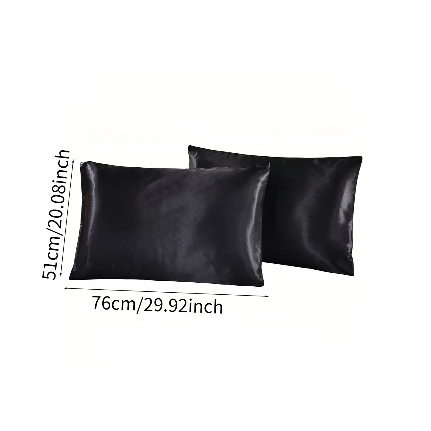 2-piece satin silk pillowcases — decorative pillow covers, bedding accessories; size: 48 × 74 cm; also suitable for car headrest
