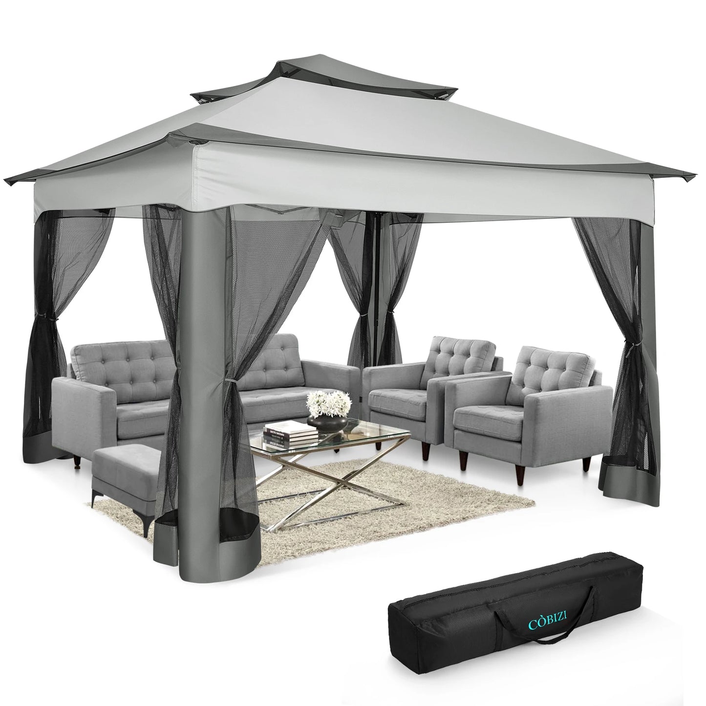 12x12 Pop up Gazebo with Mosquito Netting And Carry Bag