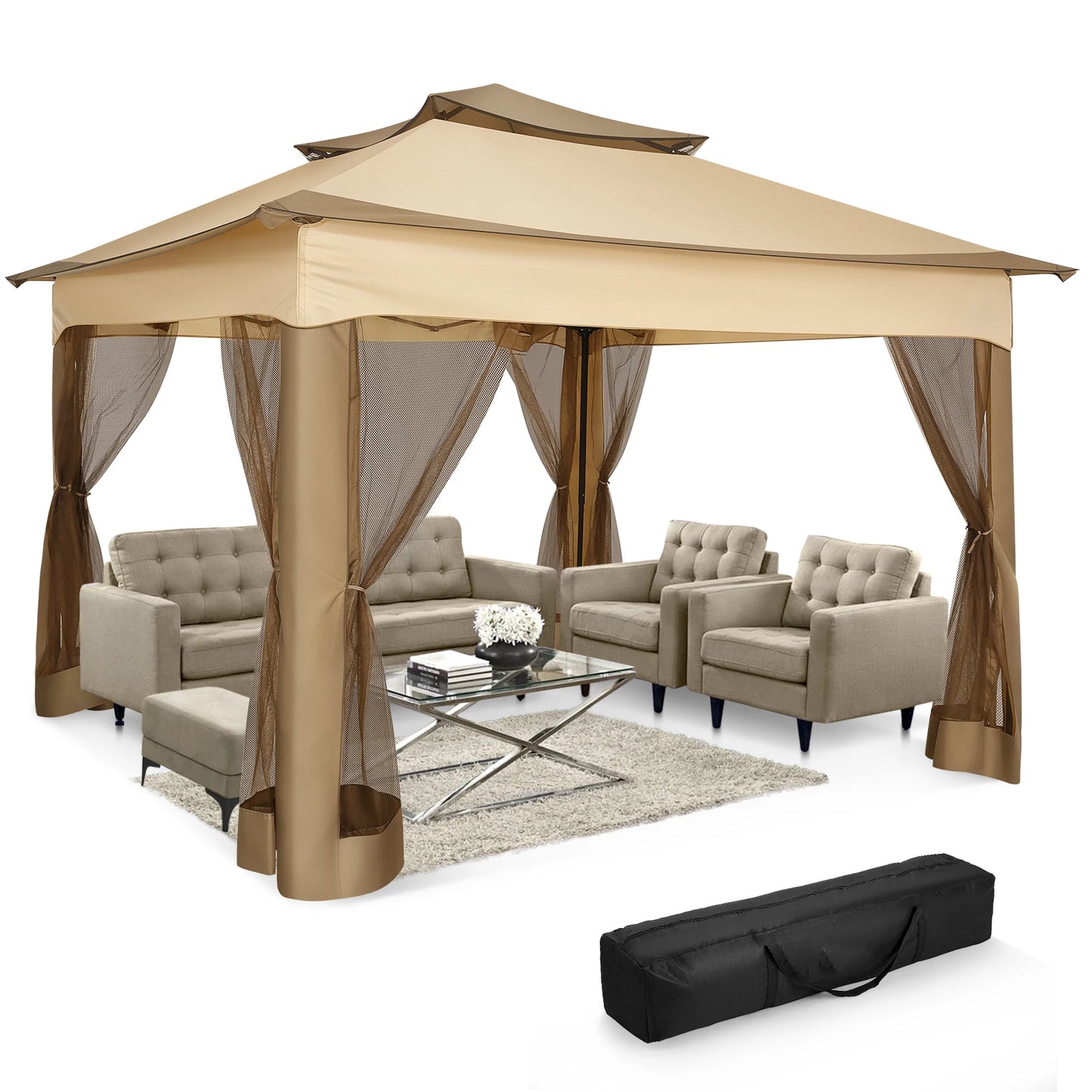 12x12 Pop up Gazebo with Mosquito Netting And Carry Bag