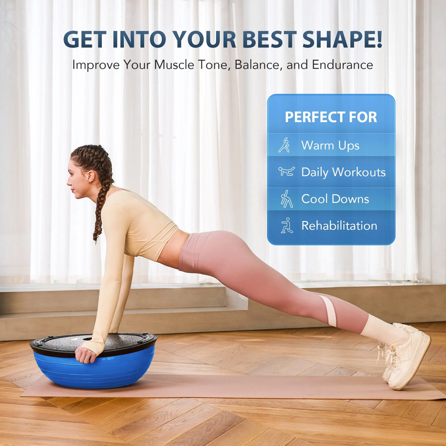 Half Ball Balance Trainer with with Resistance Bands and Foot Pump