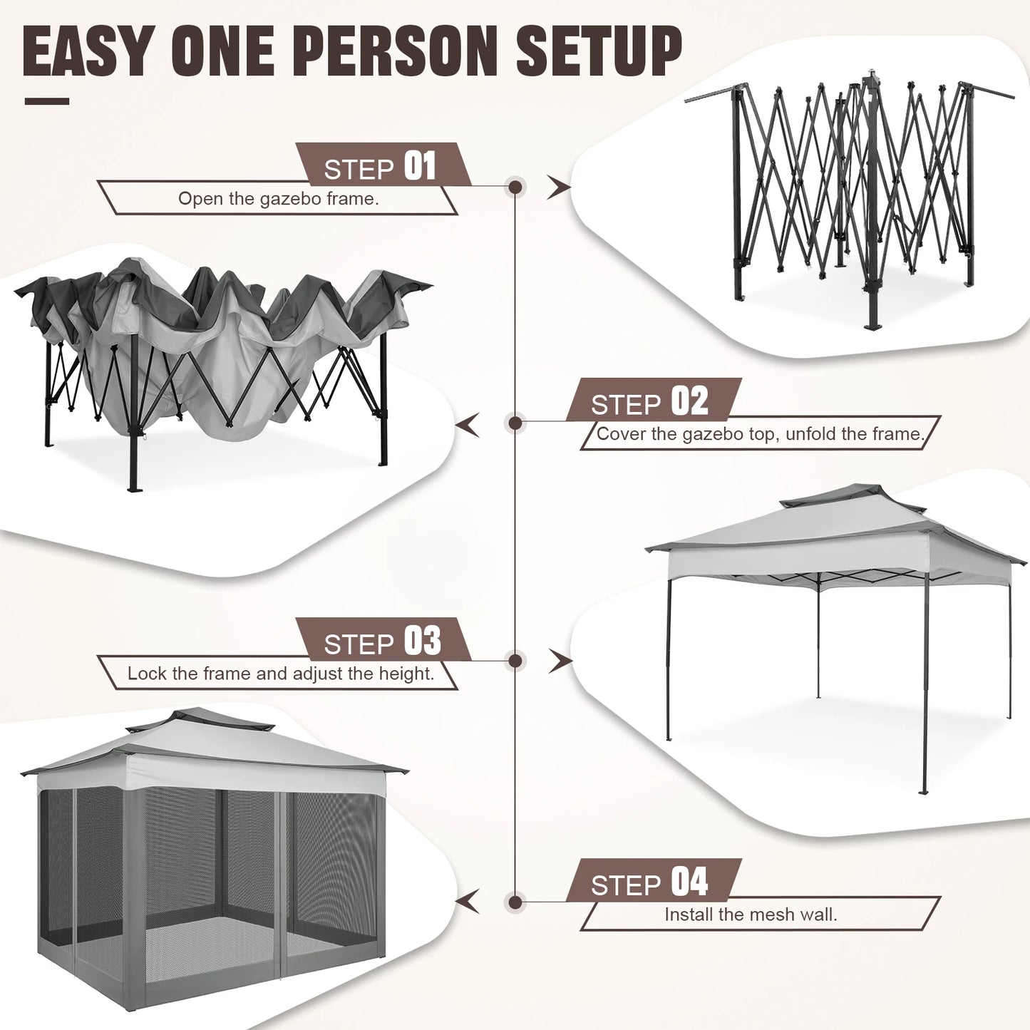 12x12 Pop up Gazebo with Mosquito Netting And Carry Bag