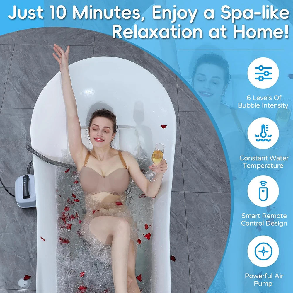 Bubble Bath Massage Pad Portable Bathtub Small Bubble Bath Machine With Anti Slip Pad Inflatable Pillow And Remote Control