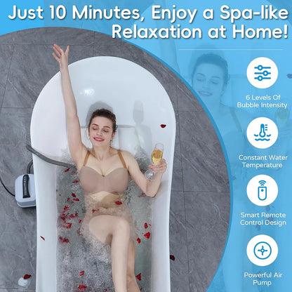 Bubble Bath Massage Pad Portable Bathtub Small Bubble Bath Machine With Anti Slip Pad Inflatable Pillow And Remote Control