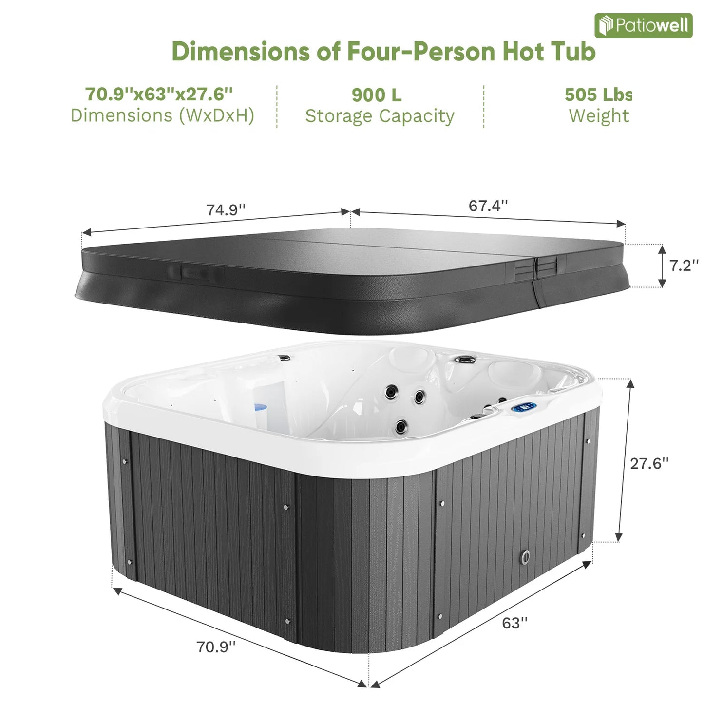 Victone 2 To 4 Person 25-Jet Outdoor Hot Tub With Intelligent Control and Water Purification for Familiy Spa