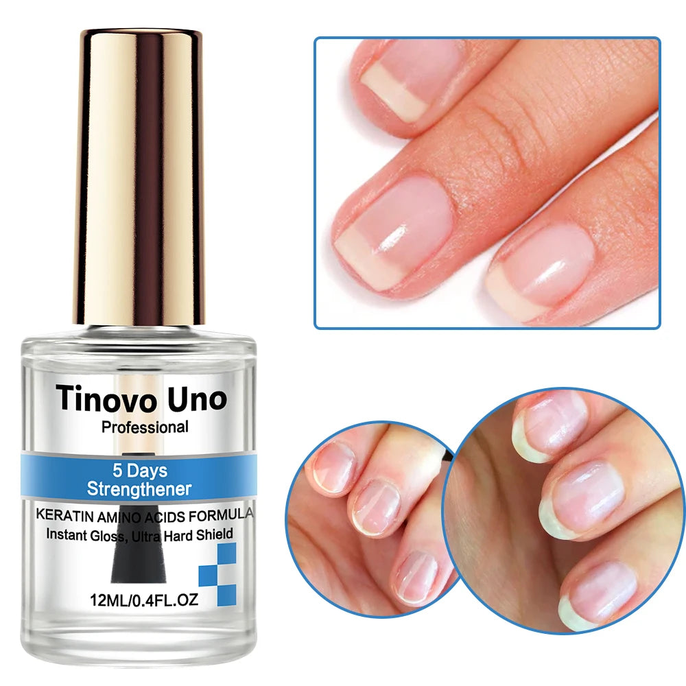 Tinovo Uno 5 Days Nail Strengthener Keratin Bio Formula Nail Care Products Lacquer Top Coat Natural Dry Enamel Repair Manicure