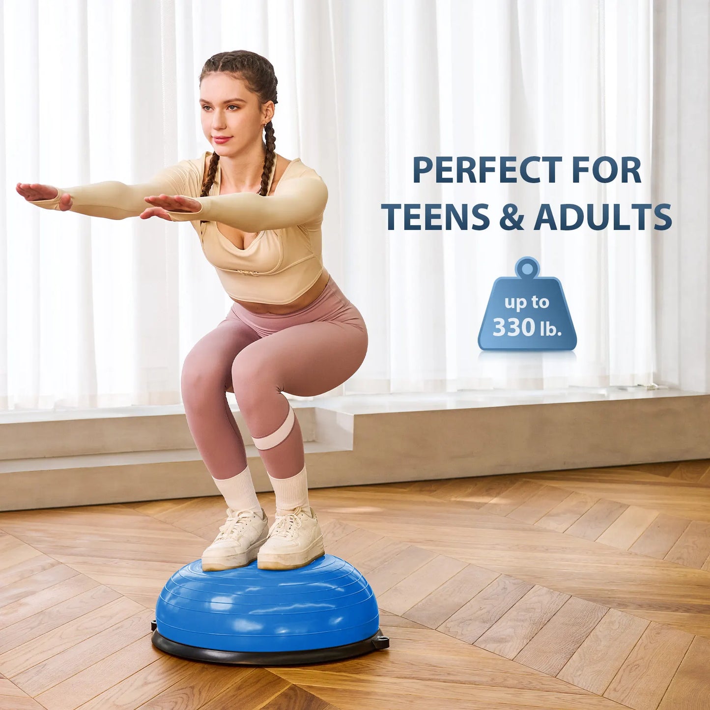 Half Ball Balance Trainer with with Resistance Bands and Foot Pump