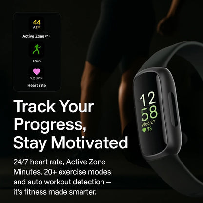 Fitbit Inspire 3 intelligent fitness tracker color touch screen heart rate monitor sleep pressure tracking sports wristband