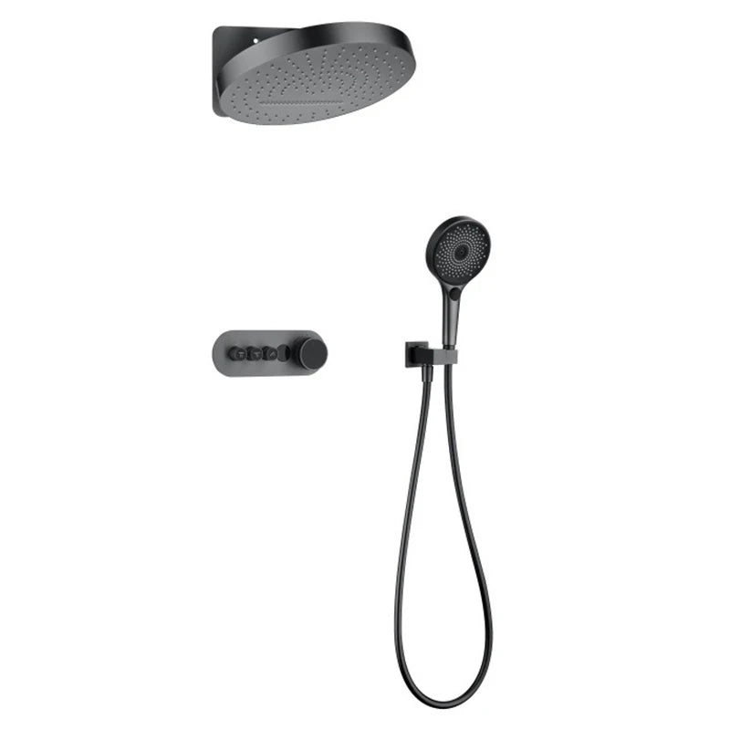 VGX Digital Shower System Concealed Shower Set Bathroom Temperature Display Shower System Rainlfall Bathroom Showers Brass Black