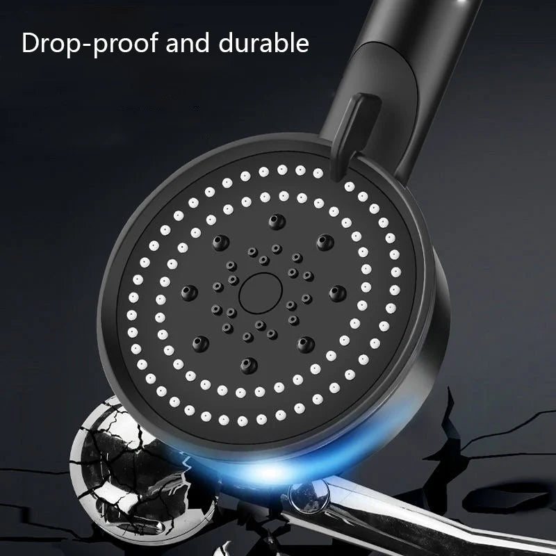 High Pressure Shower Head 5 Modes Adjustable Showerheads with Hose Water Saving One-Key Stop Spray Nozzle Bathroom Accessories