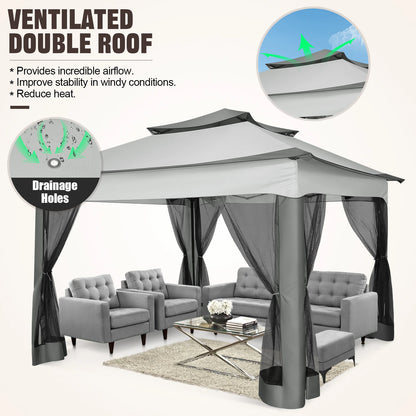 12x12 Pop up Gazebo with Mosquito Netting And Carry Bag