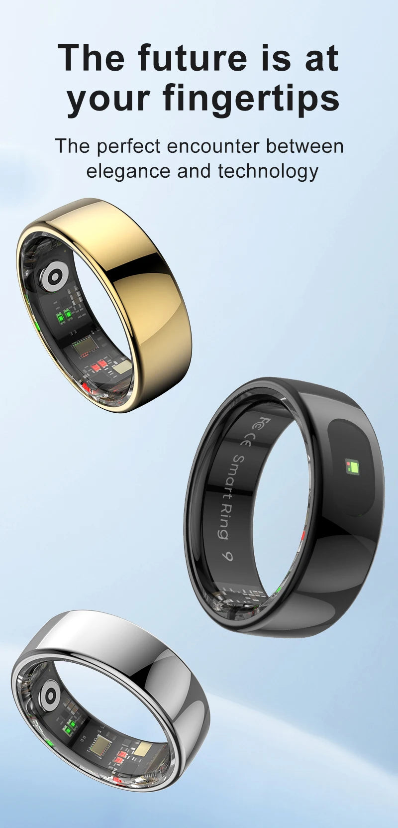 Smart Ring 2025 New Smartring Health Monitoring Sleep Tracker Step Calorie Counter Multi-Sport Mode Couple Rings Best Gift