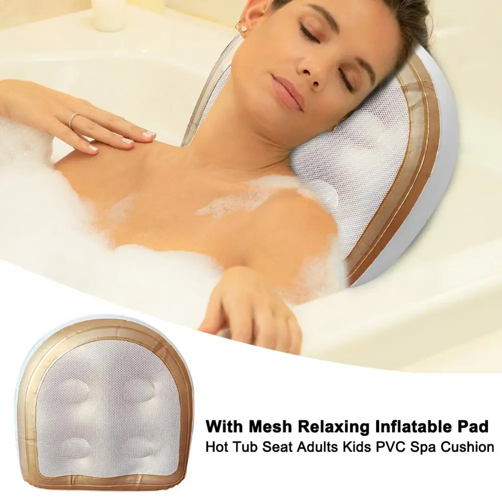 Spa Cushion Bath Pillows Spa Bathtub Cushion with Mesh Cover Suction Cups Inflatable Booster Seat for Spa and Hot Tub