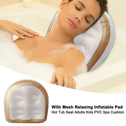 Spa Cushion Bath Pillows Spa Bathtub Cushion with Mesh Cover Suction Cups Inflatable Booster Seat for Spa and Hot Tub