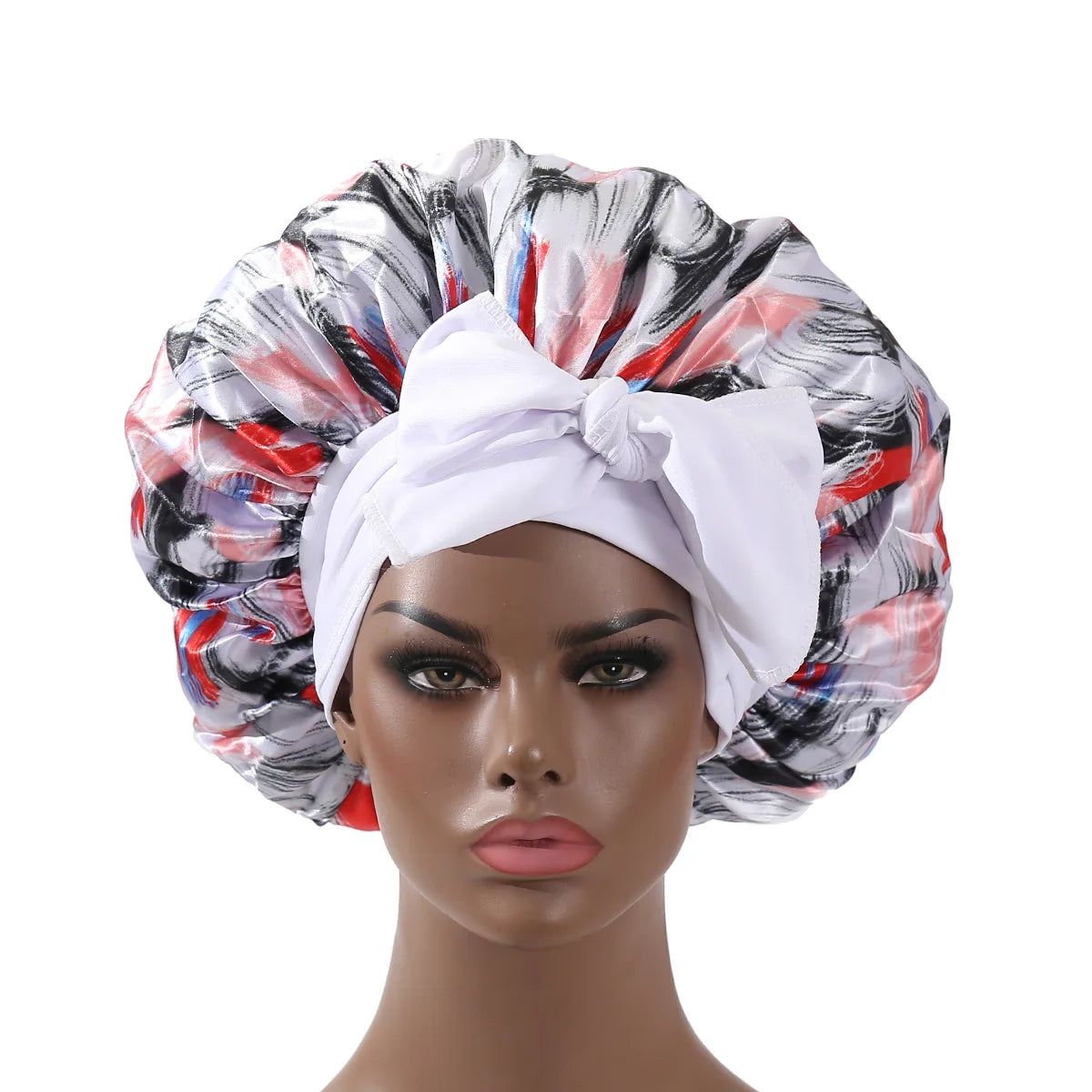 Extra Large Satin Bonnet Long Tail African Style Print Bonnets for Women Shower Cap Womans Hats Hair Bonnet for Sleeping
