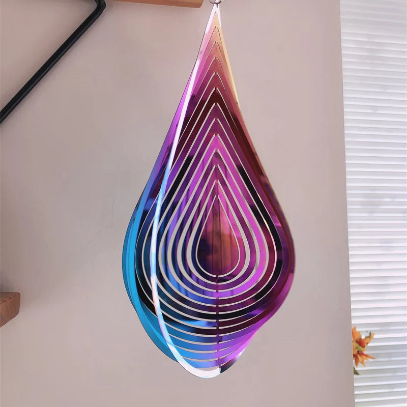Wind Chimes Hanging Decorations Pendants For The House Rotating Windchimes Outdoor Garden Home Decor Metal Drip Wind Spinner